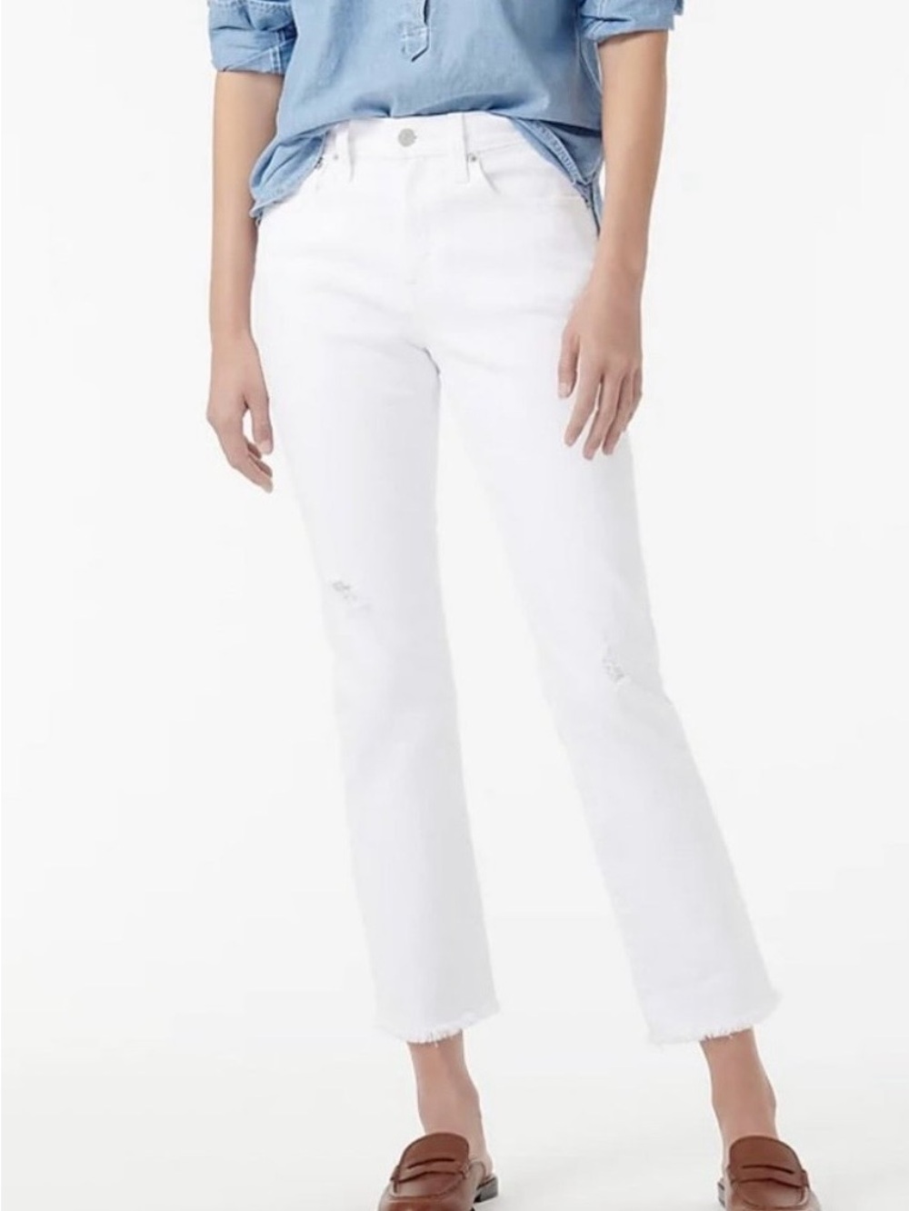 J. Crew White Slim Broken In Boyfriend Jeans Denim